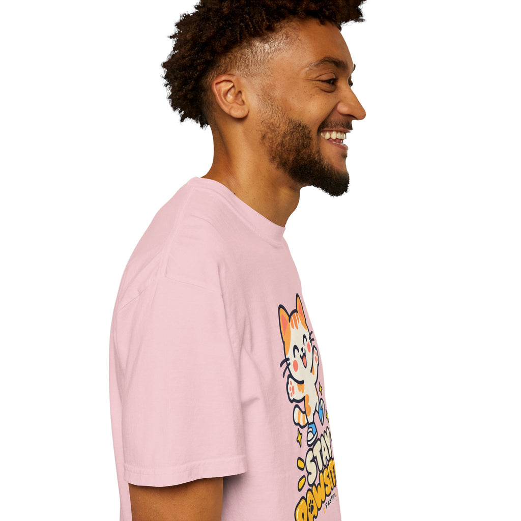 Stay Pawsitive – Cute Happy Cat Graphic T-Shirt