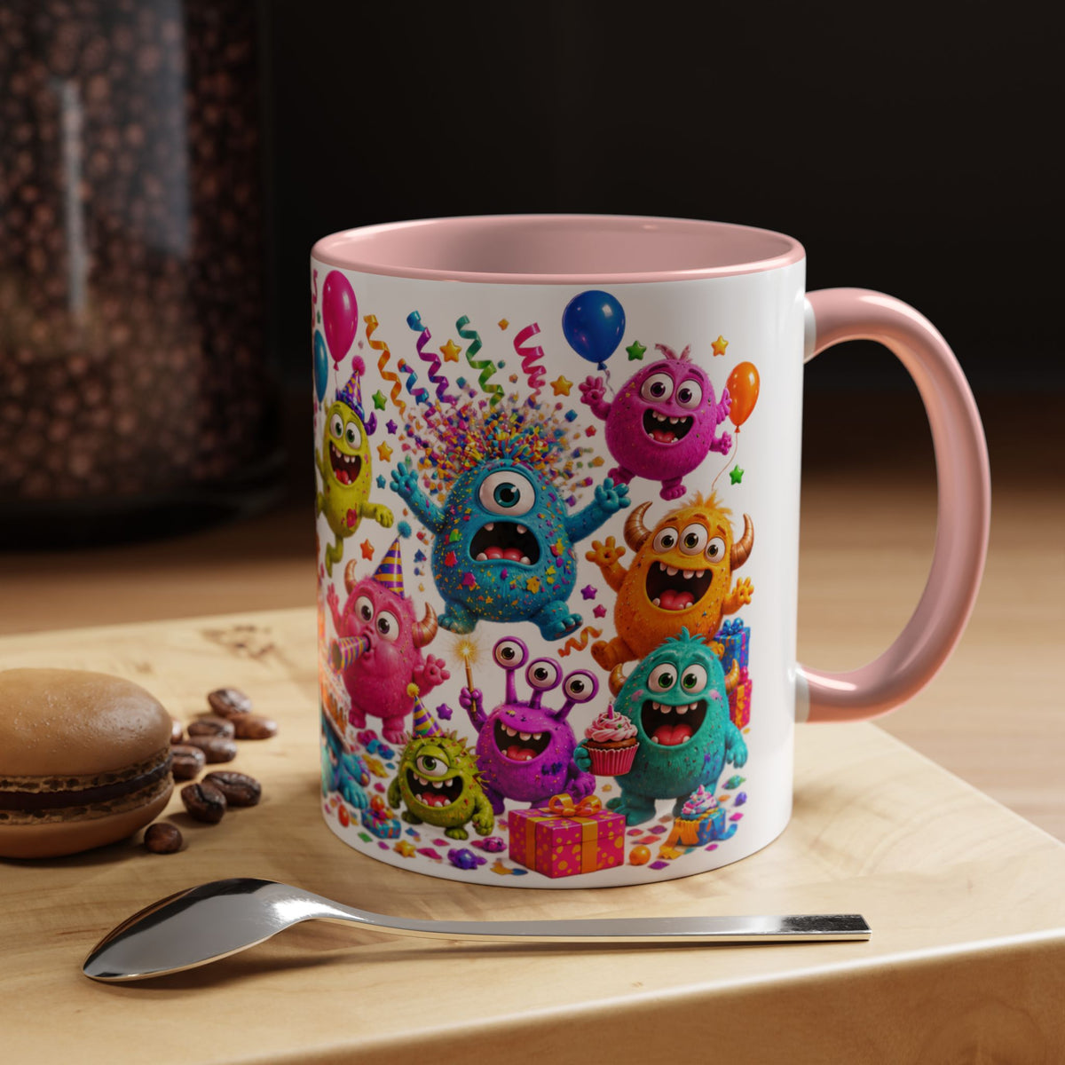 Birthday Mode On Monsters Coffee Mug — Colorful Party Coffee Cup (11/15oz)