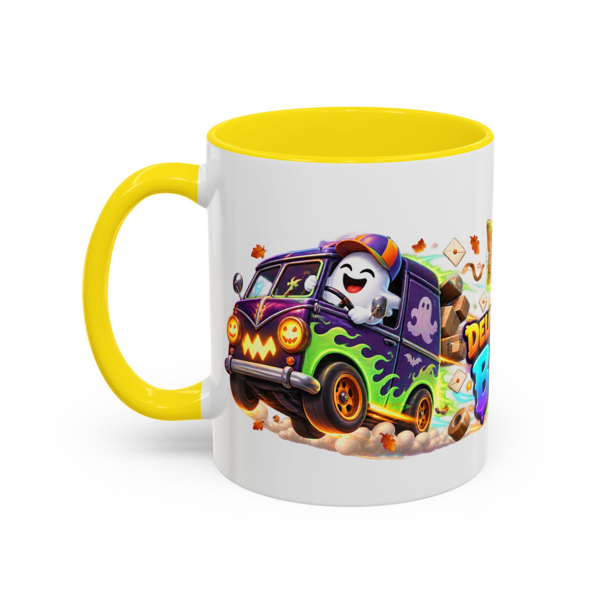 Delivering the Boos Ghost Delivery Halloween White Mug