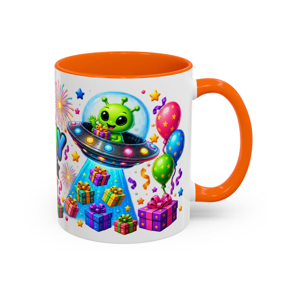 Happy Birthday Alien Coffee Mug — Colorful Galactic Birthday Wishes