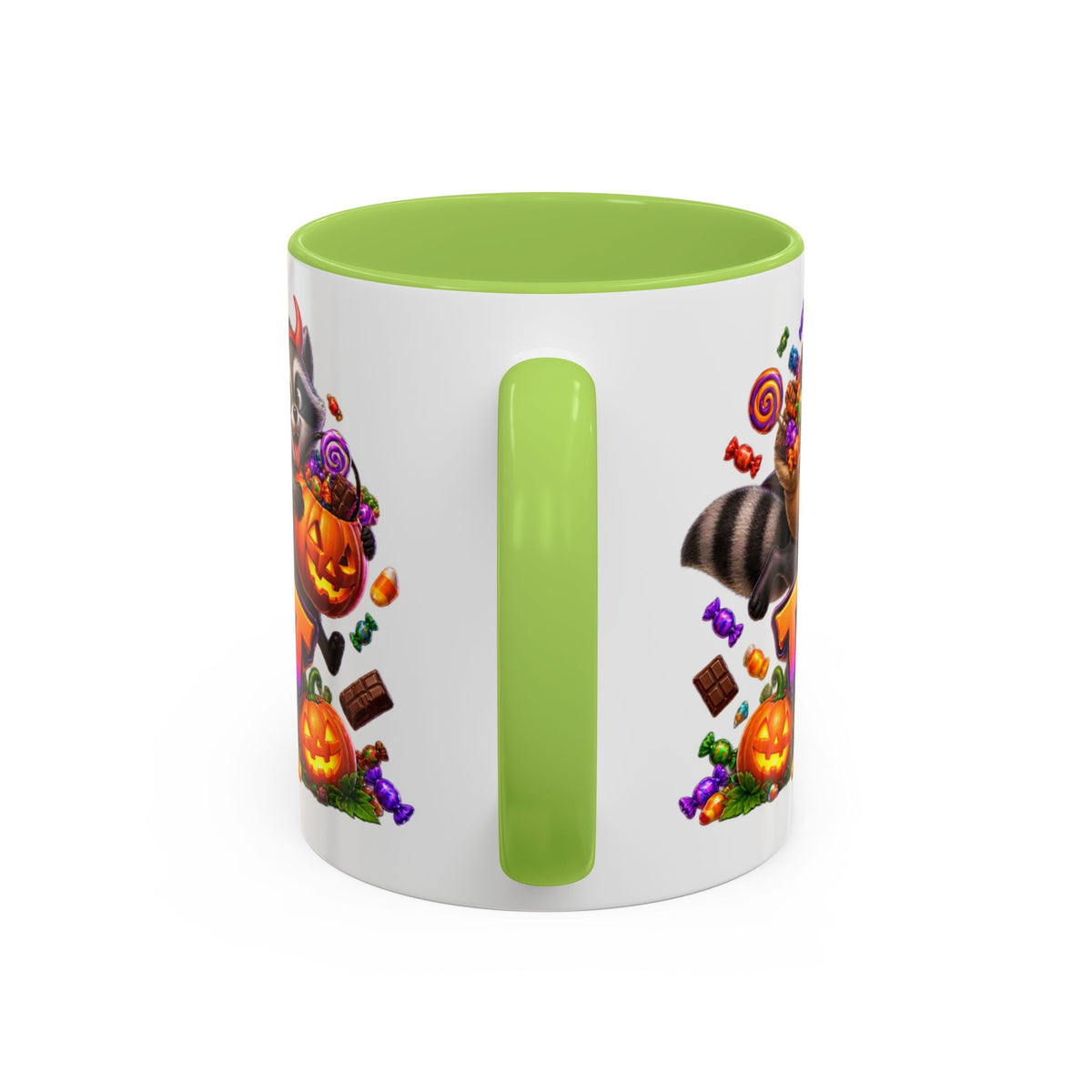 Trick or Treat Bandits Raccoons Halloween White Mug