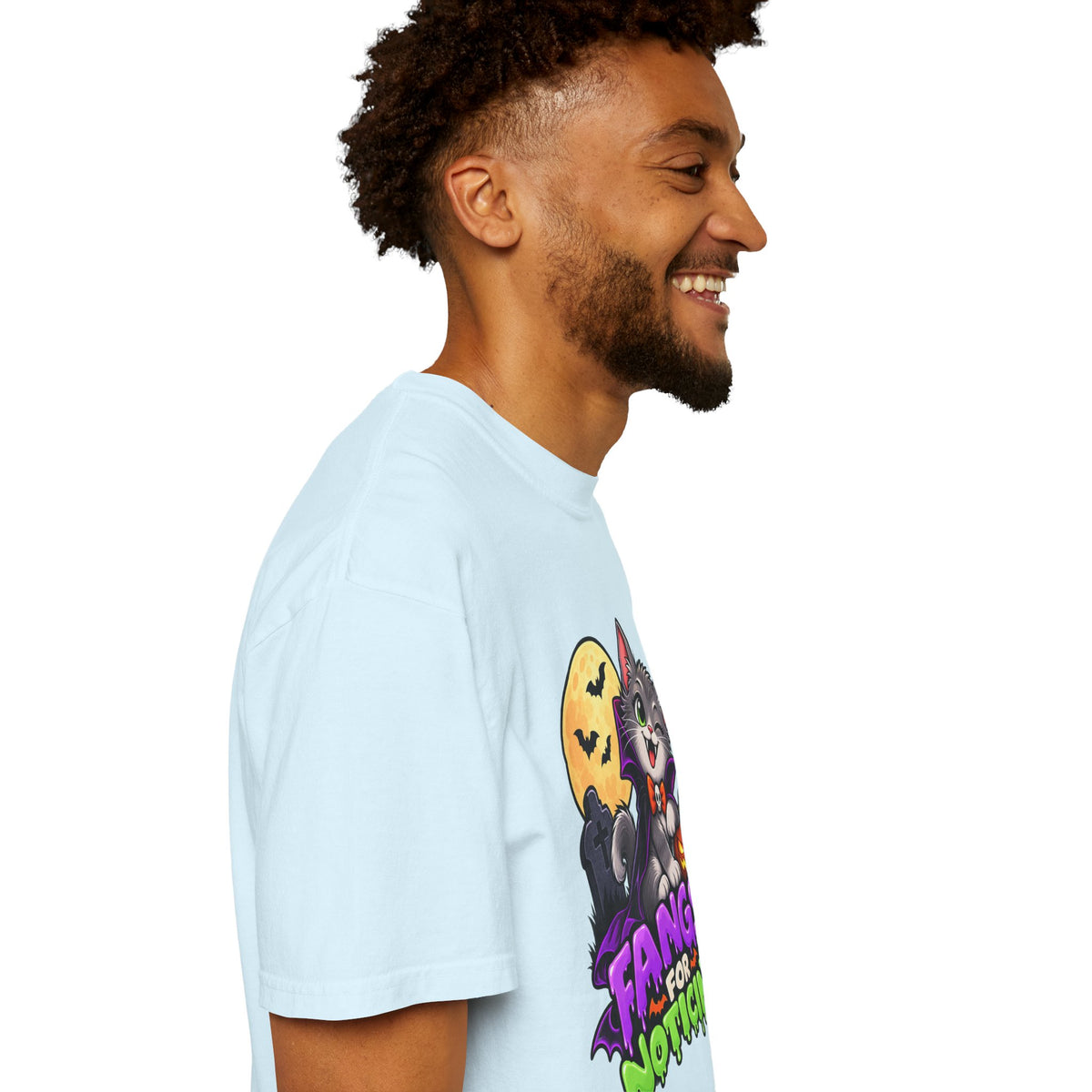 Fangs for Noticing – Cute Vampire Cat Halloween T-Shirt