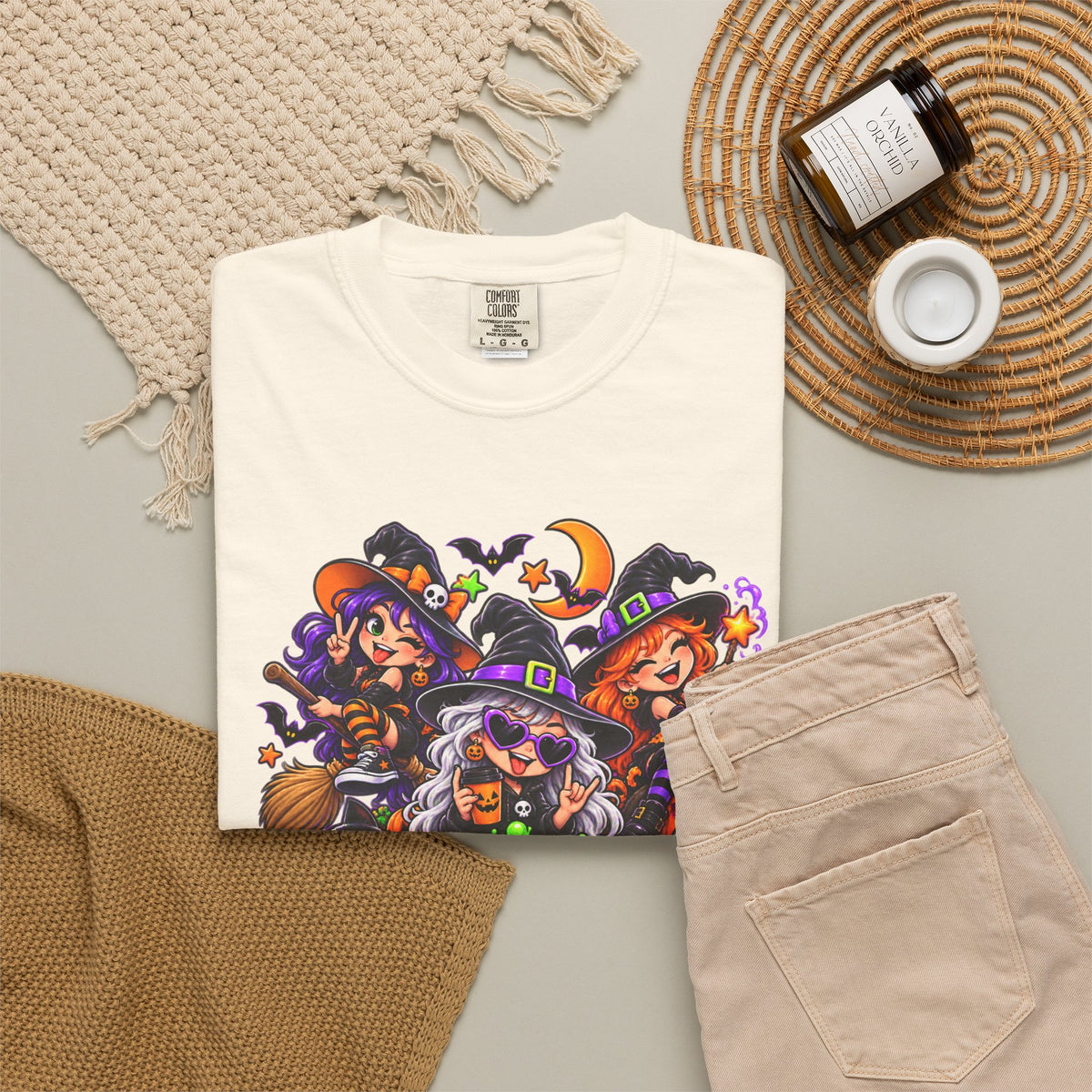 Witchy & Wild – Halloween Witch Crew Graphic T-Shirt