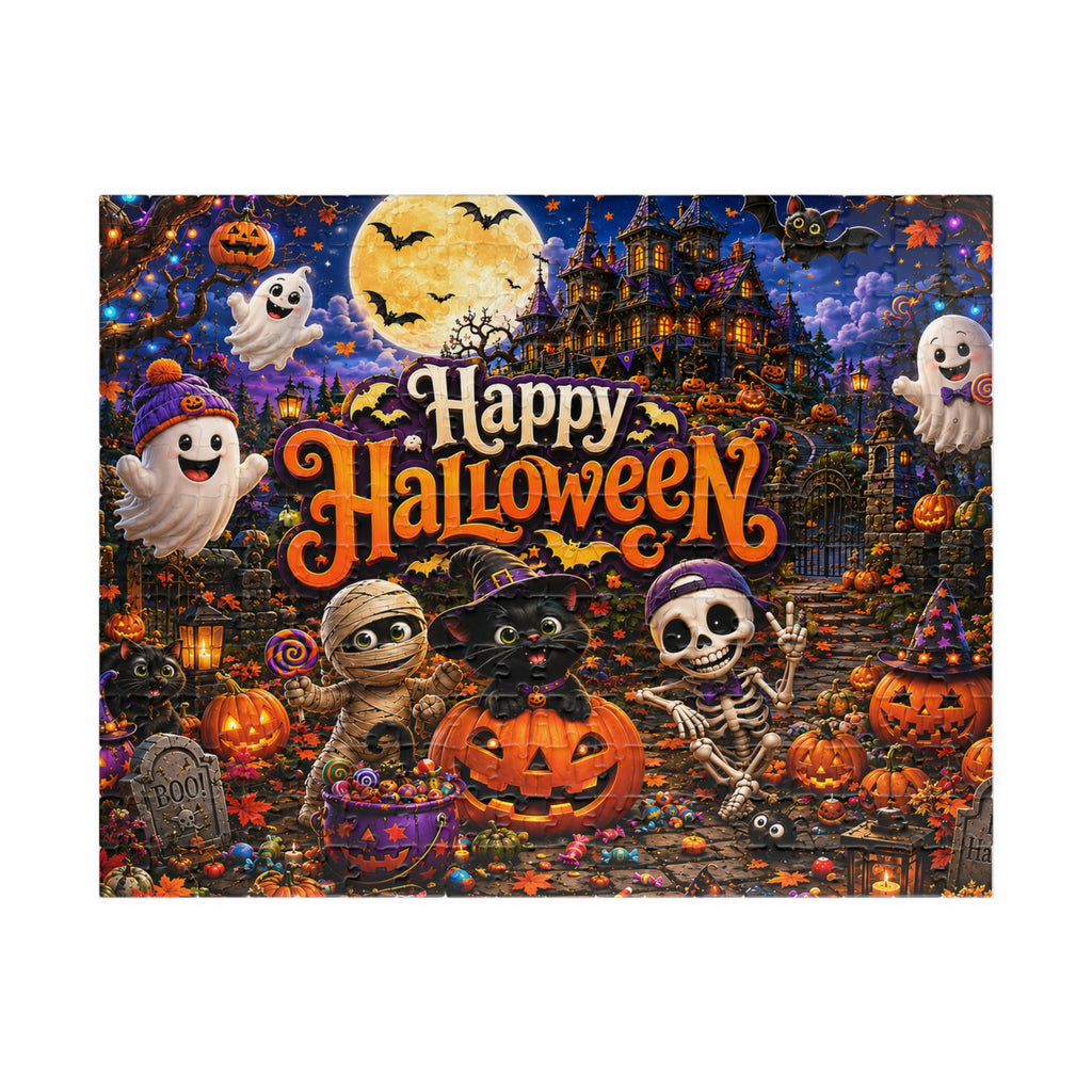 Title: Happy Halloween Puzzle – Spooky Haunted House Jigsaw Puzzle, 110 or 252 Pieces