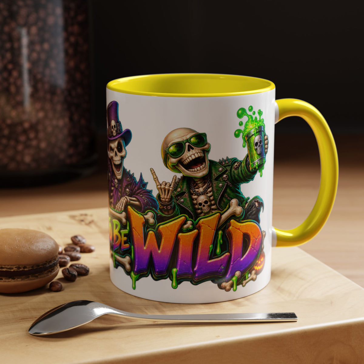 Bone to Be Wild Skeleton Crew Halloween White Mug
