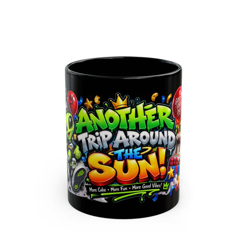 Another Trip Around the Sun Black Mug – Festora Alien Birthday Cup