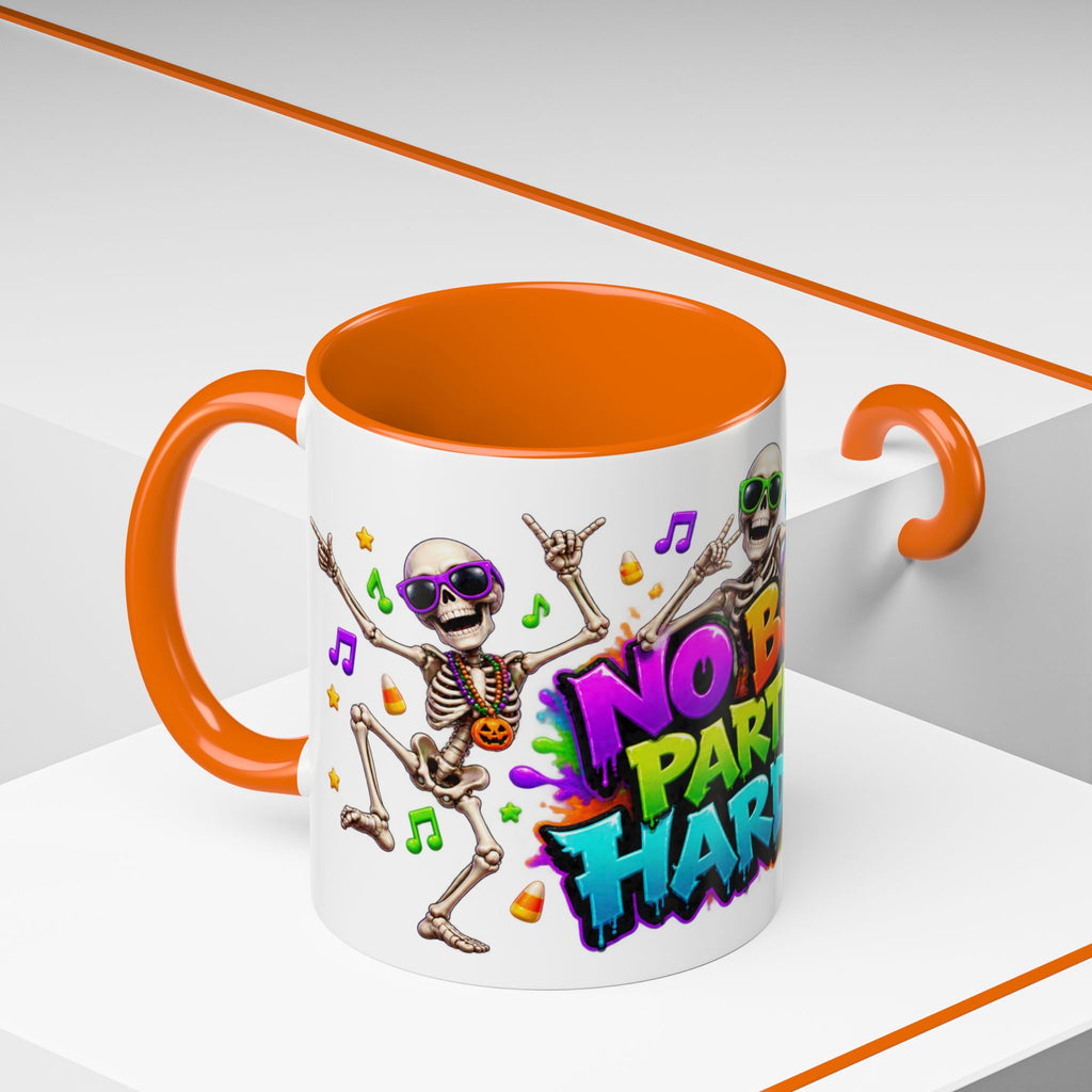 No Body Parties Harder Halloween Skeleton Party White Mug