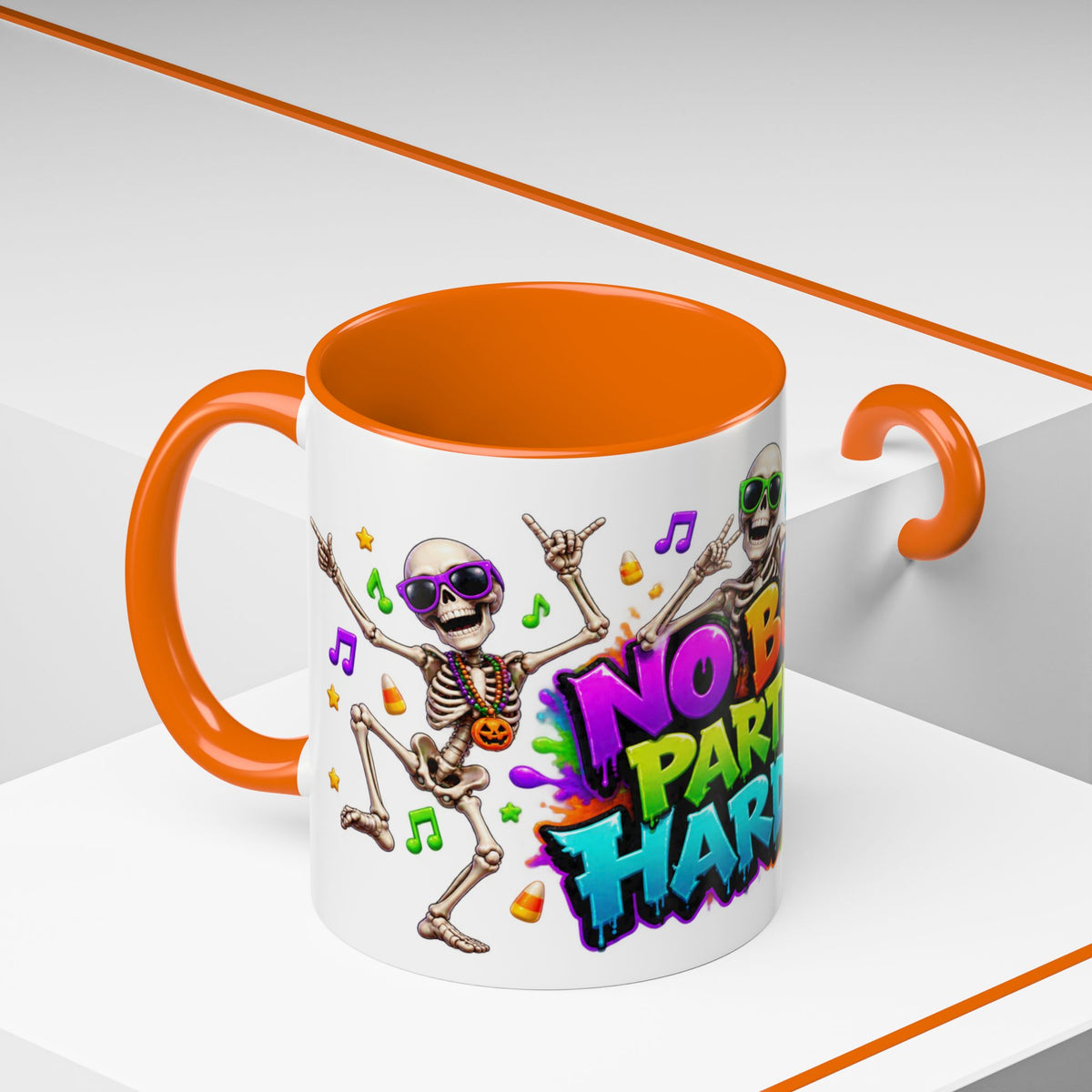 No Body Parties Harder Halloween Skeleton Party White Mug