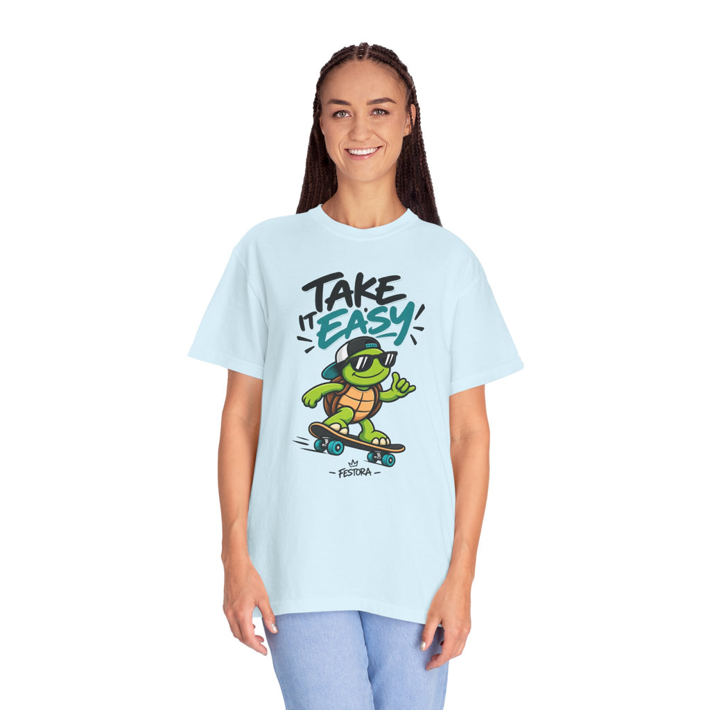 Take It Easy Skate Turtle Graphic T-Shirt | Festora Everyday