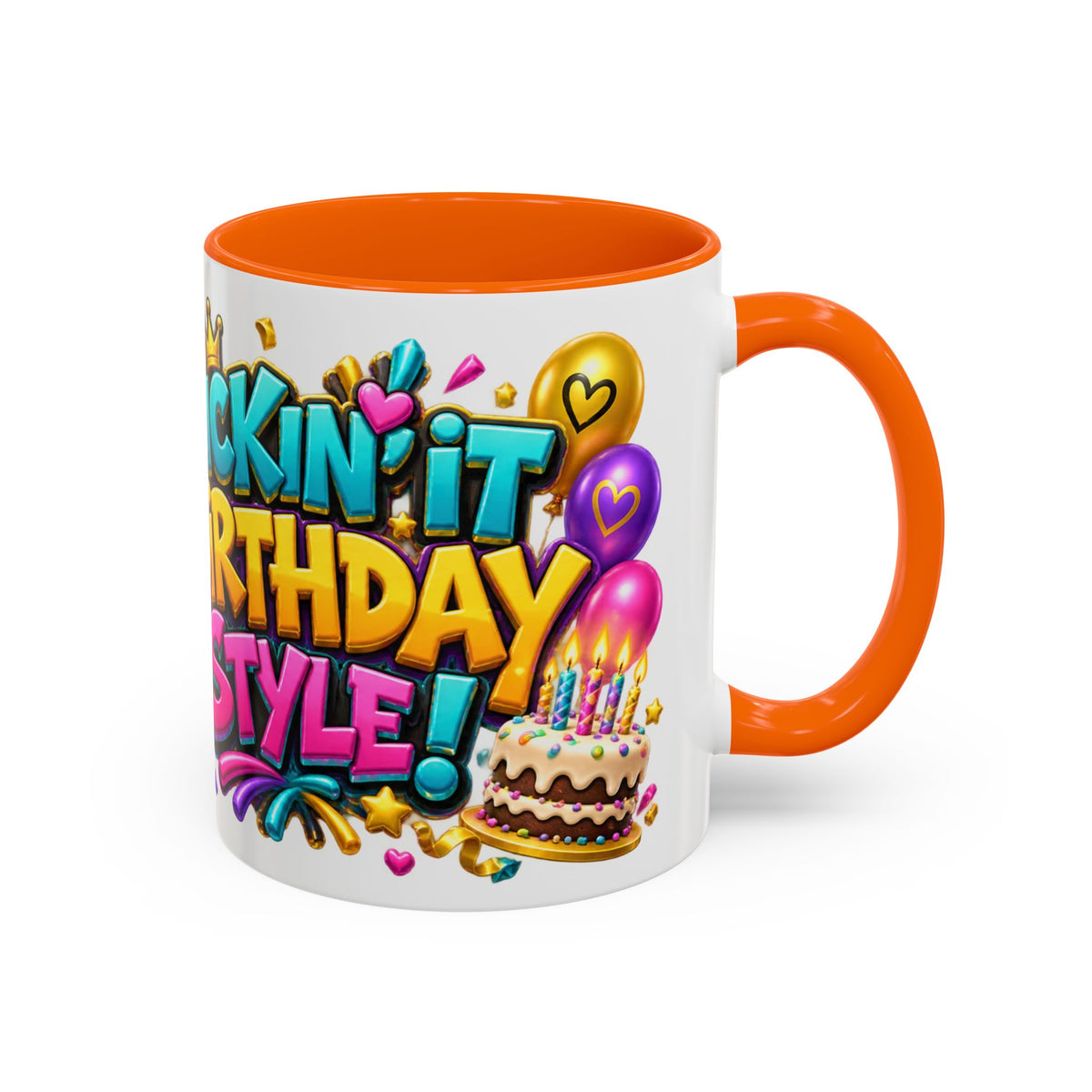 Kickin’ It Birthday Style Donkey White Mug – Funny Happy Birthday Party Cup, Cute Colorful Gift