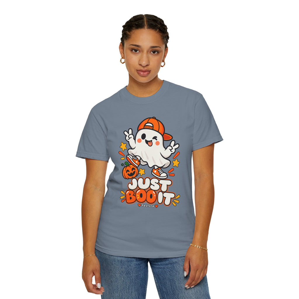 Just Boo It Halloween T-Shirt | Cute Skater Ghost Graphic Tee