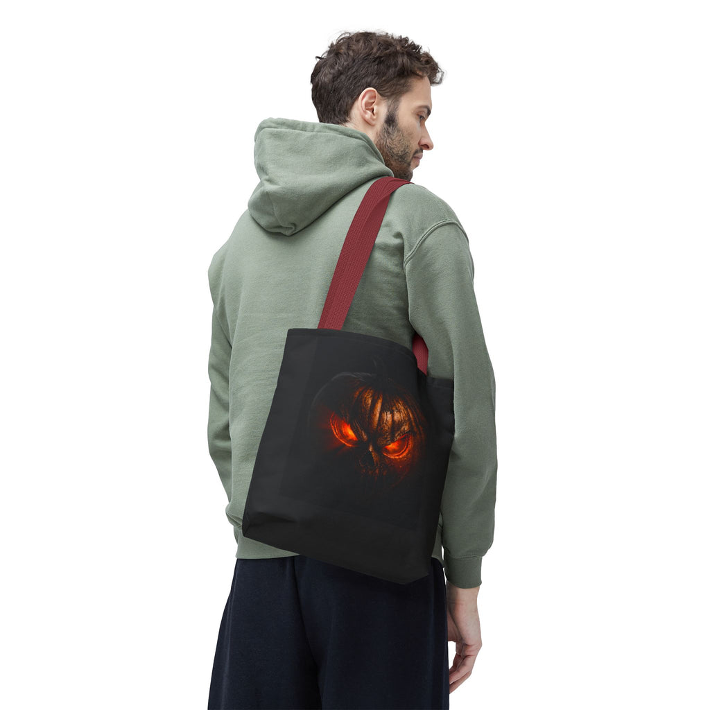 Spider Web Tote Bag — Creepy Red-Eyed Spider Halloween Grocery Tote