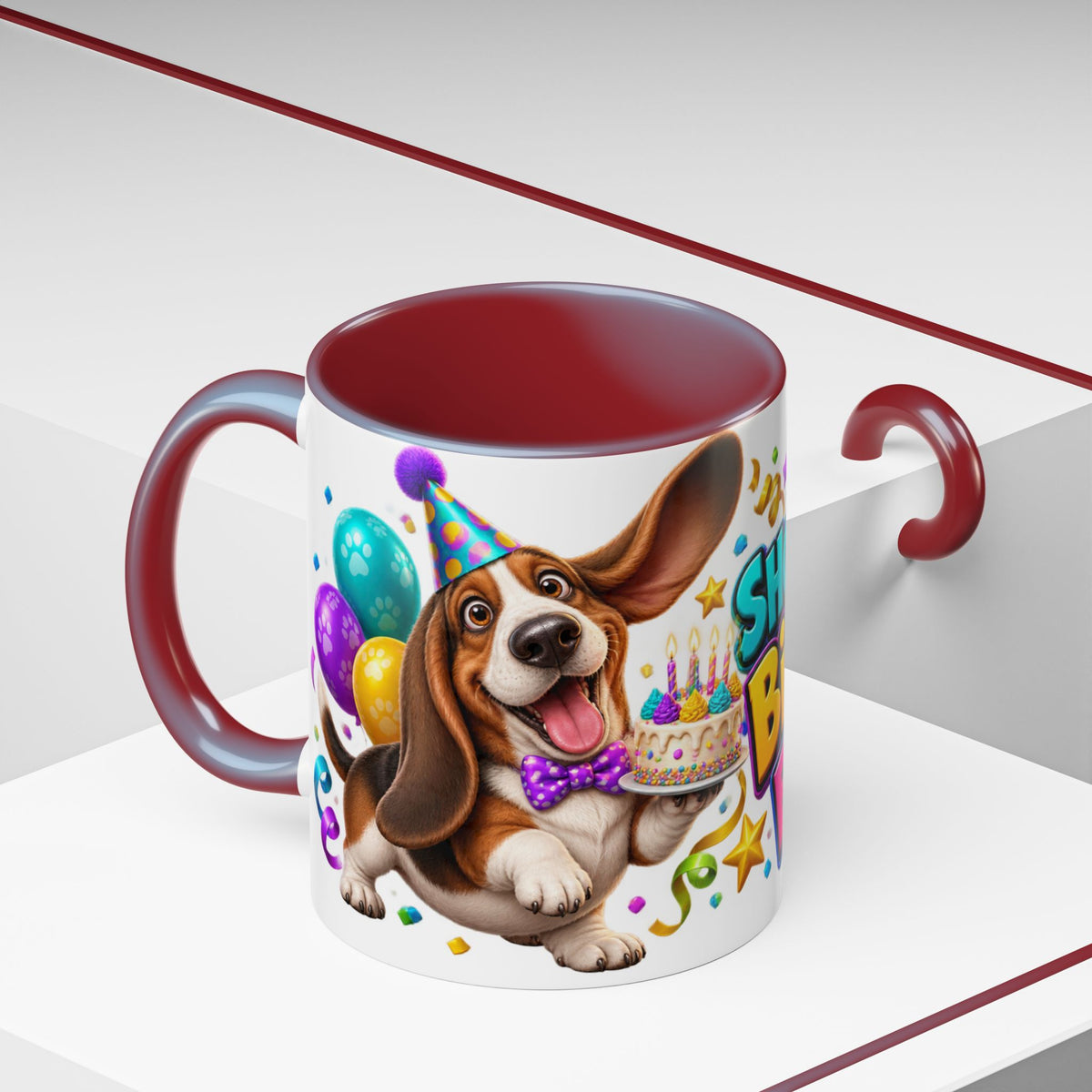 Short Legs Big Birthday Energy Basset Hound White Mug