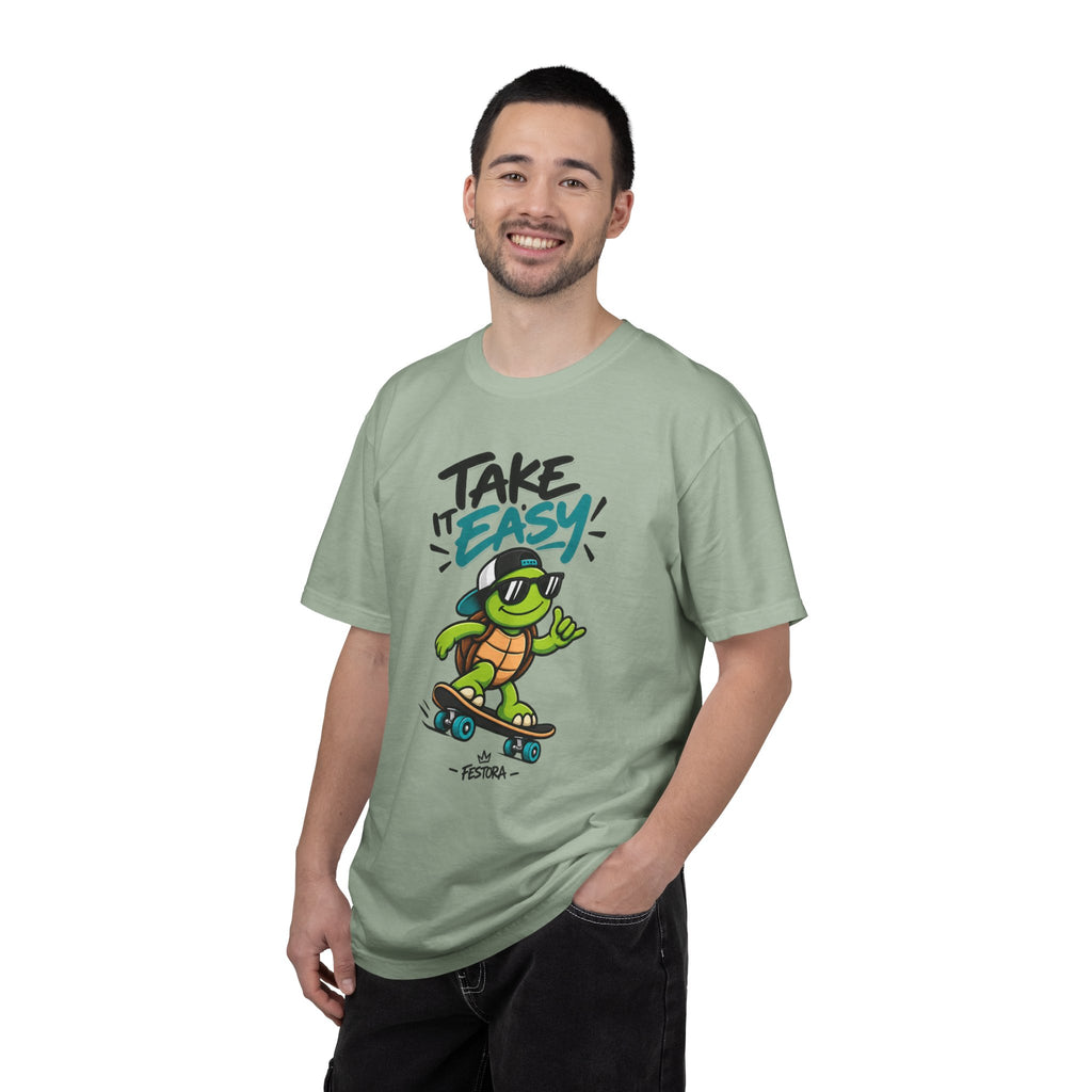 Take It Easy Skate Turtle Graphic T-Shirt | Festora Everyday