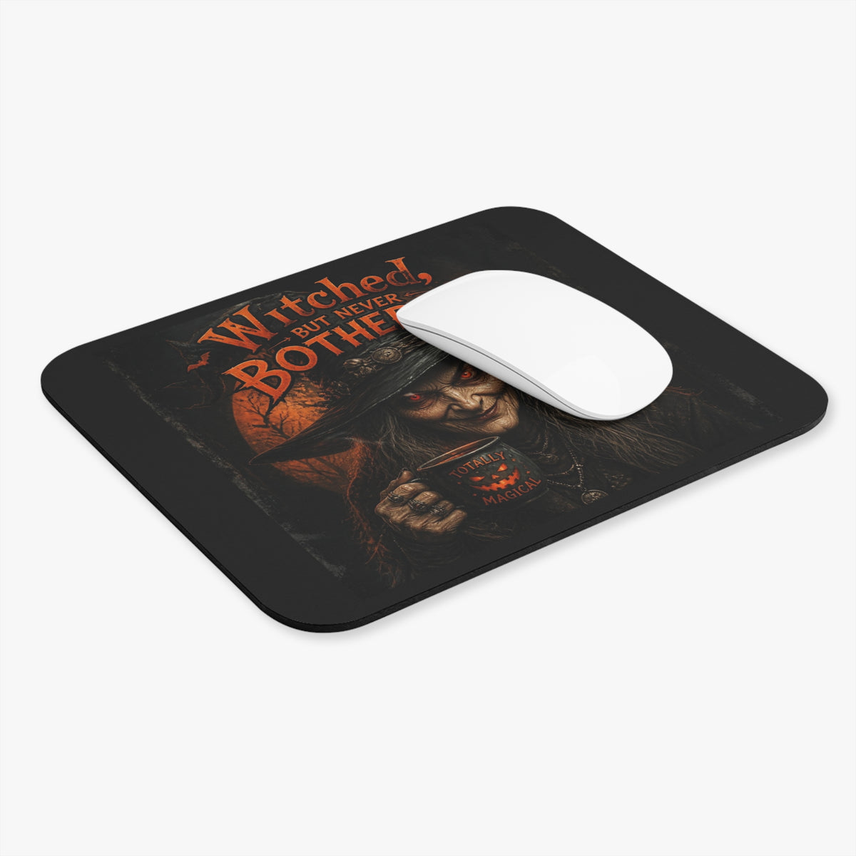 Witched But Never Bothered Witch Mouse Pad — Halloween Office Desk Mat