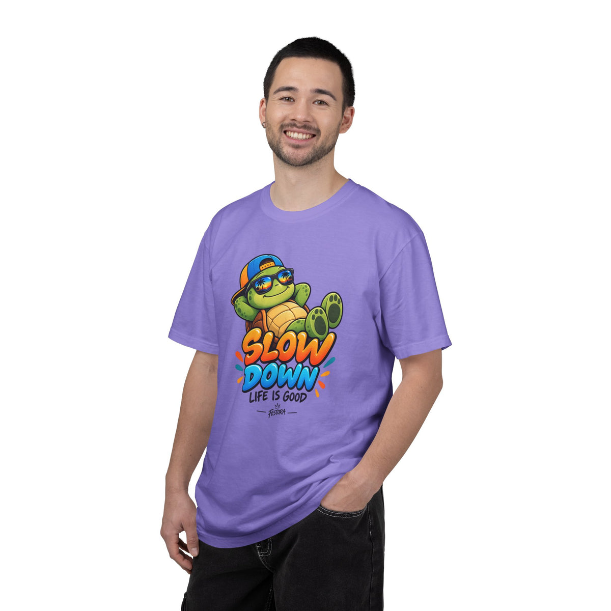 Slow Down, Life Is Good – Turtle Graphic T-Shirt | Festora Everyday