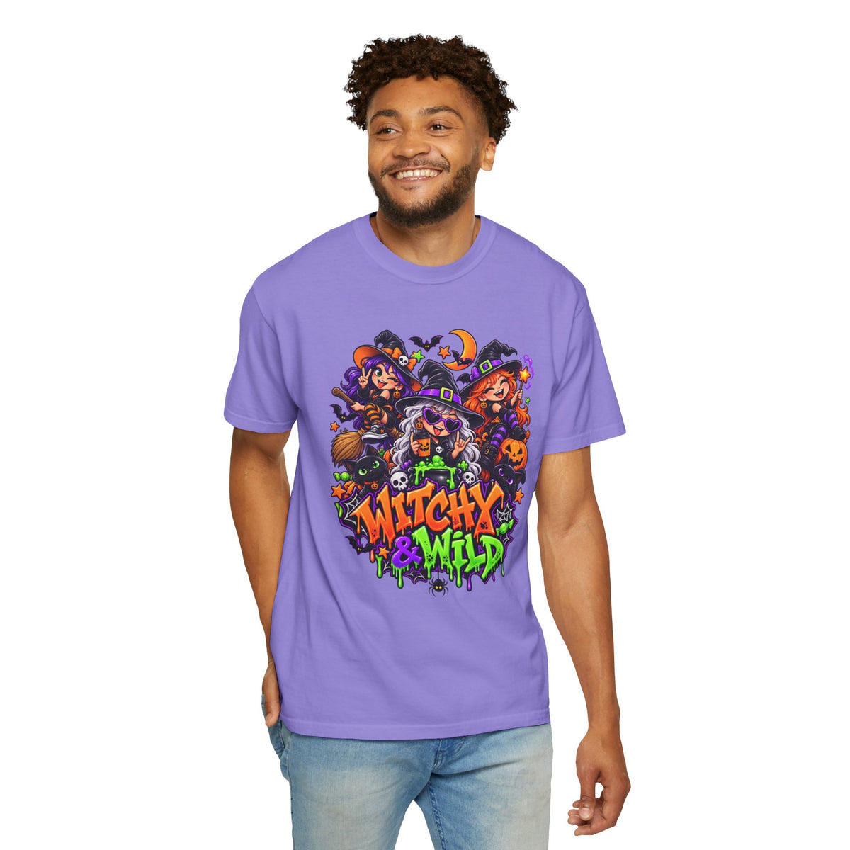 Witchy & Wild – Halloween Witch Crew Graphic T-Shirt