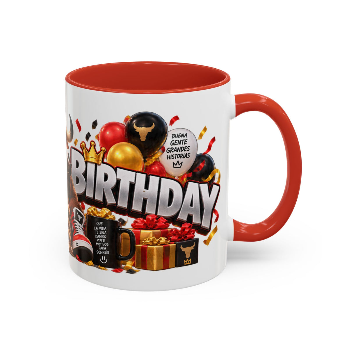Happy Birthday Bull Mug – Colorful 3D Birthday Gift – White Coffee Mug