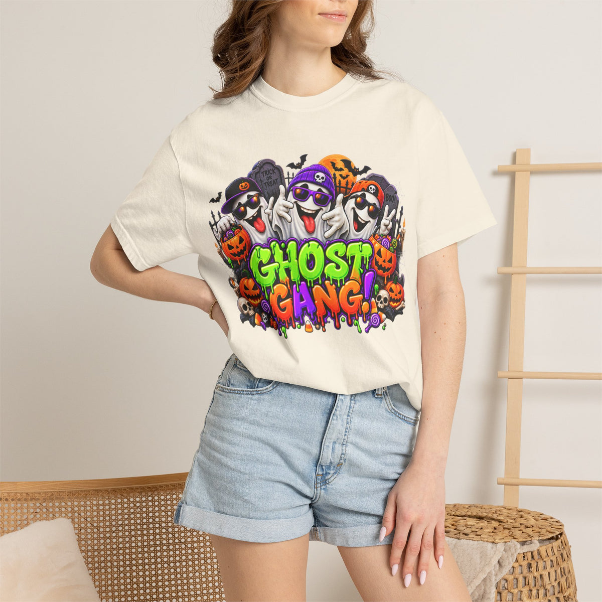 Ghost Gang Halloween T-Shirt – Funny Colorful Ghost Graphic Tee