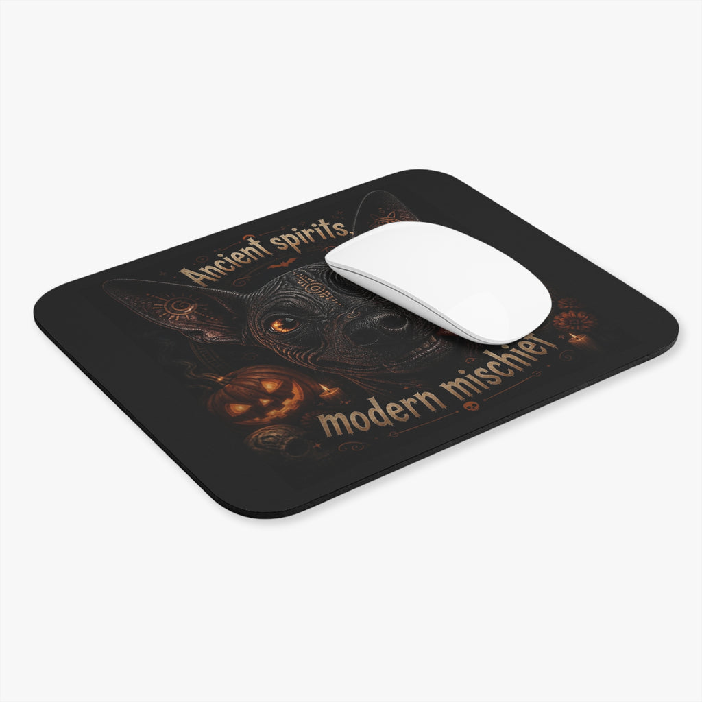 Halloween Sphynx Cat Mouse Pad — "Ancient Spirits, Modern Mischief"