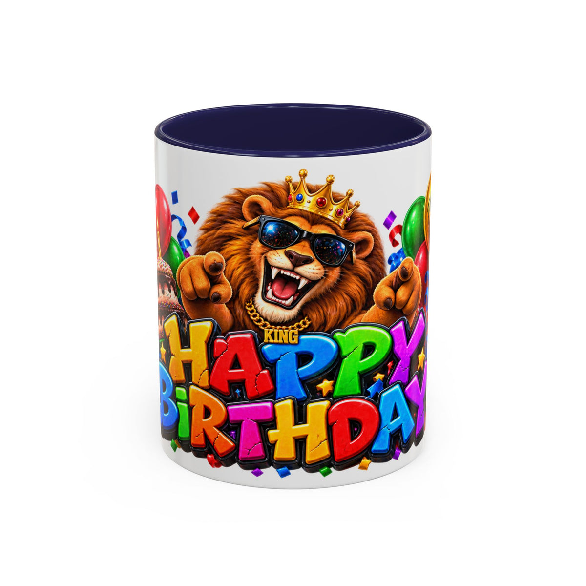 Lion Happy Birthday Mug – Colorful 3D King Celebration Design