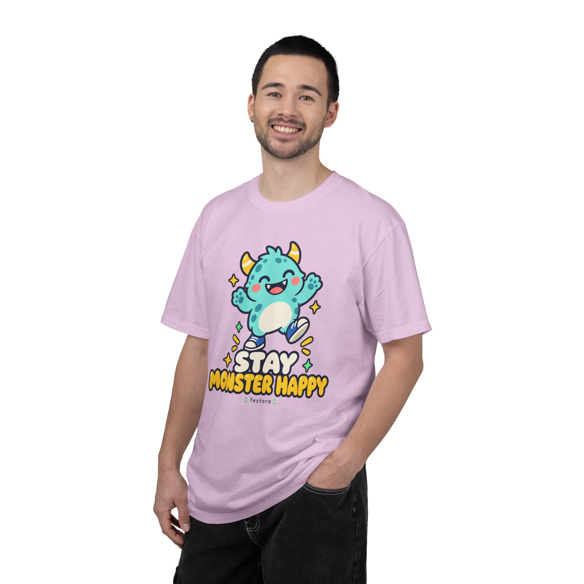 Stay Monster Happy – Cute Monster Graphic T-Shirt