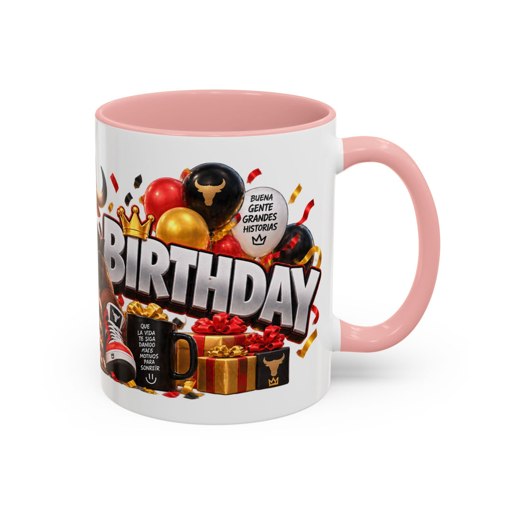 Happy Birthday Bull Mug – Colorful 3D Birthday Gift – White Coffee Mug