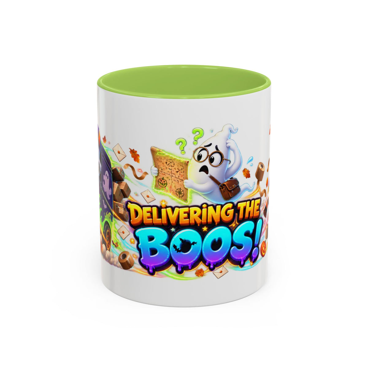 Delivering the Boos Ghost Delivery Halloween White Mug
