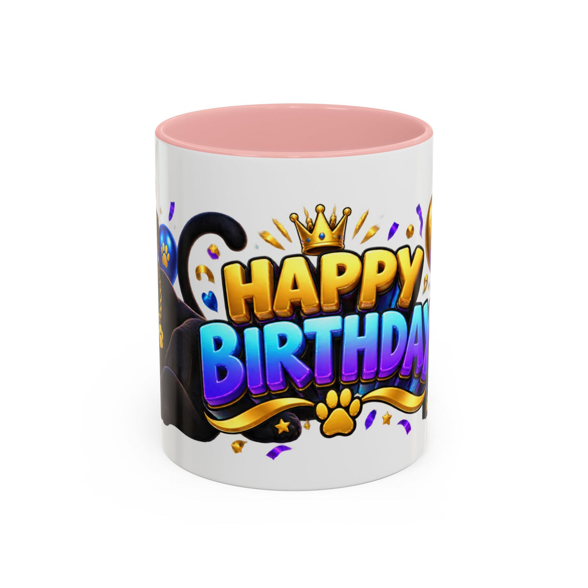 Black Panther Happy Birthday Mug – Purple Blue & Gold Birthday Gift – FestoraShop White Coffee Mug