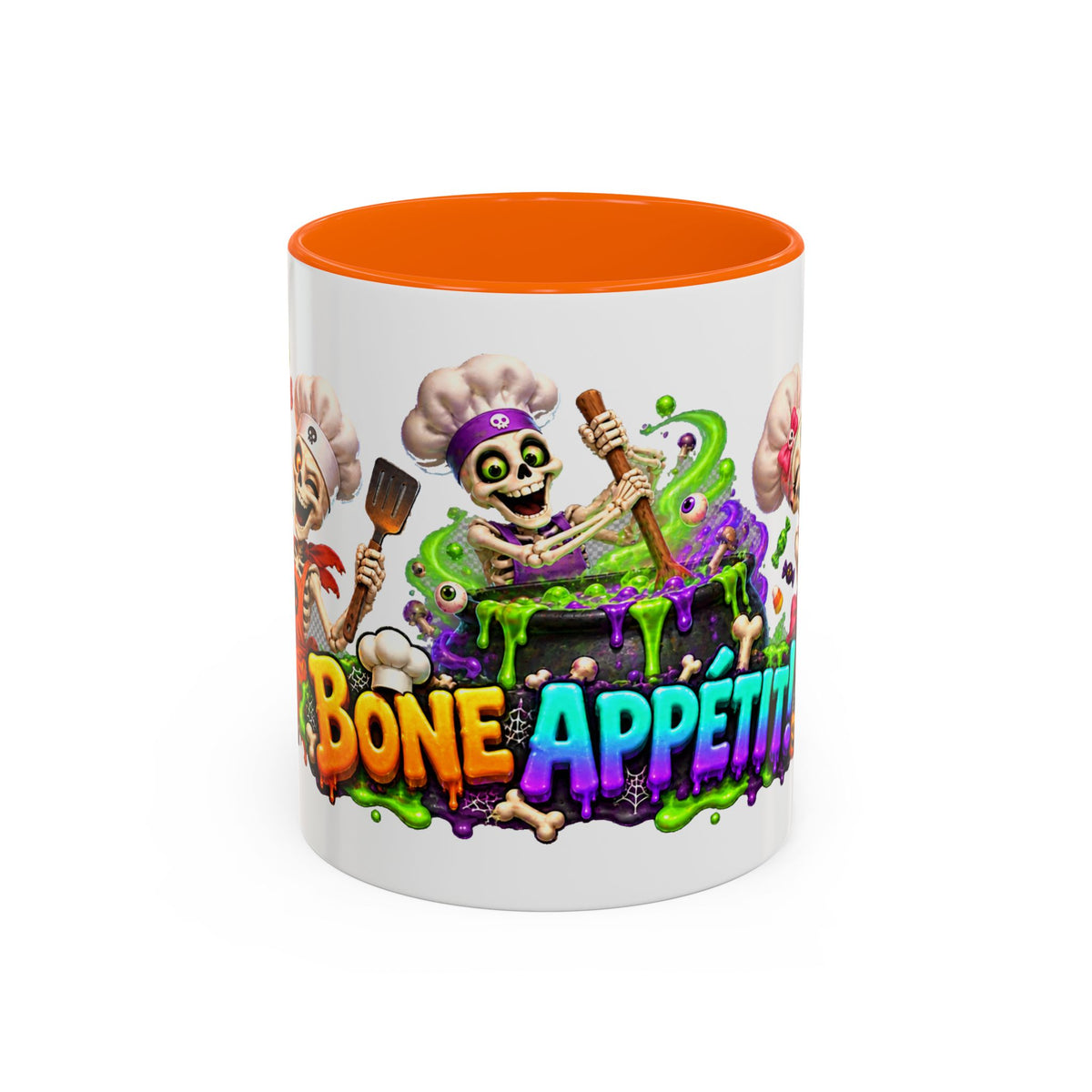 Bone Appetit Skeleton Chefs Halloween White Mug