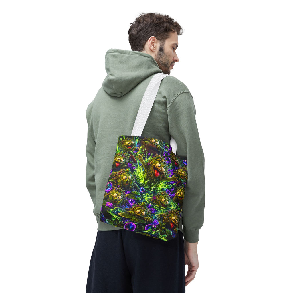 Cosmic Jellyfish Tote Bag – Neon Deep-Sea Galaxy Beach Tote