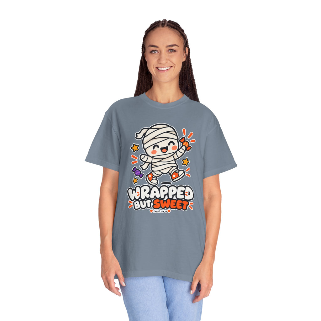 Wrapped but Sweet Halloween T-Shirt | Cute Mummy Graphic Tee