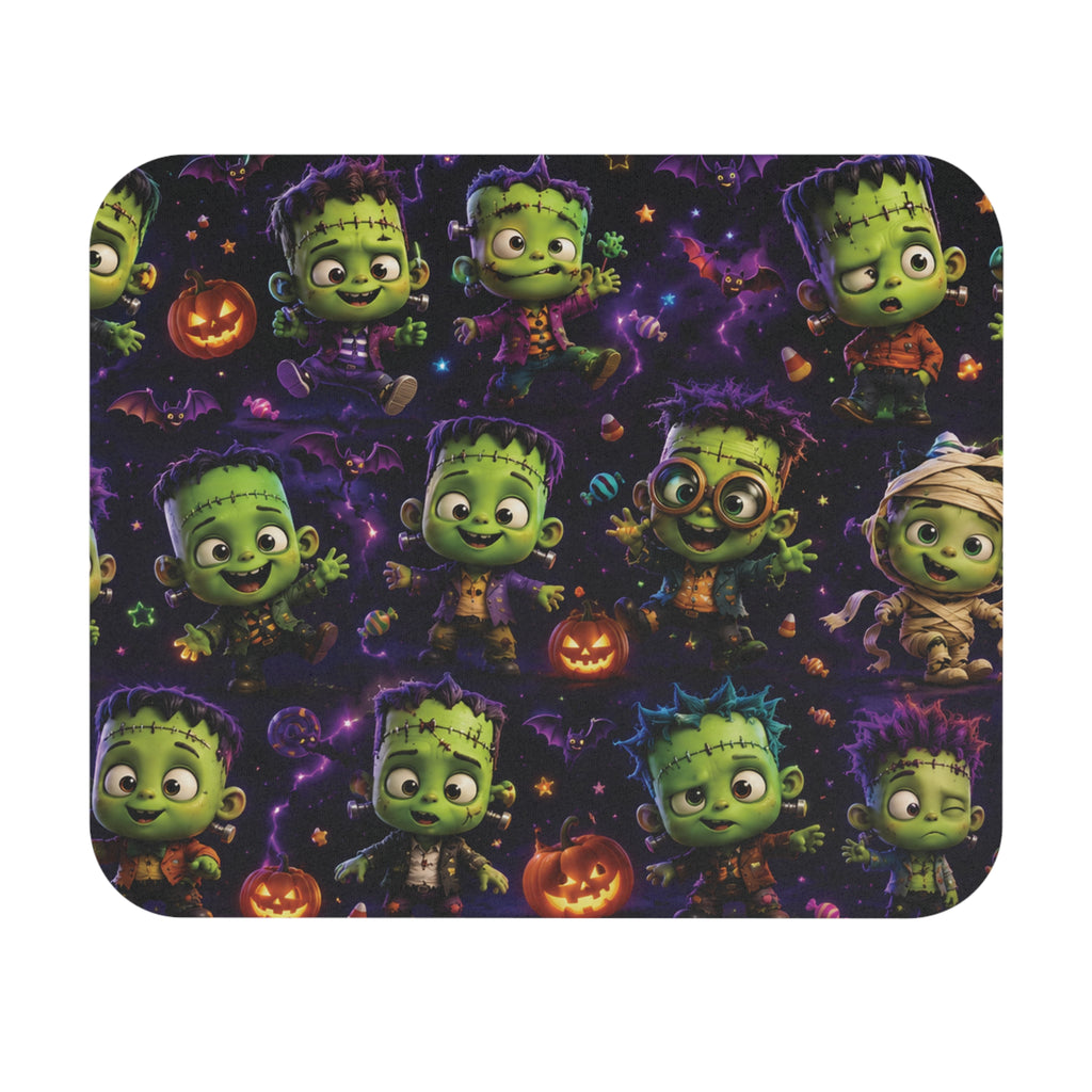 Cute Halloween Monsters Mouse Pad — Colorful Spooky Pattern (9" x 8")