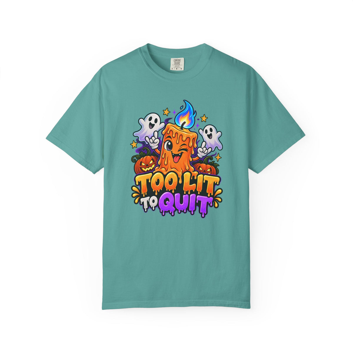 Too Lit to Quit – Funny Halloween Candle T-Shirt
