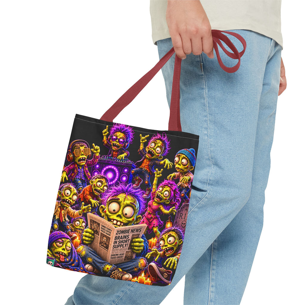 FestoraShop Funny Zombies Tote Bag - Cute 3D Halloween Zombie Reading Design