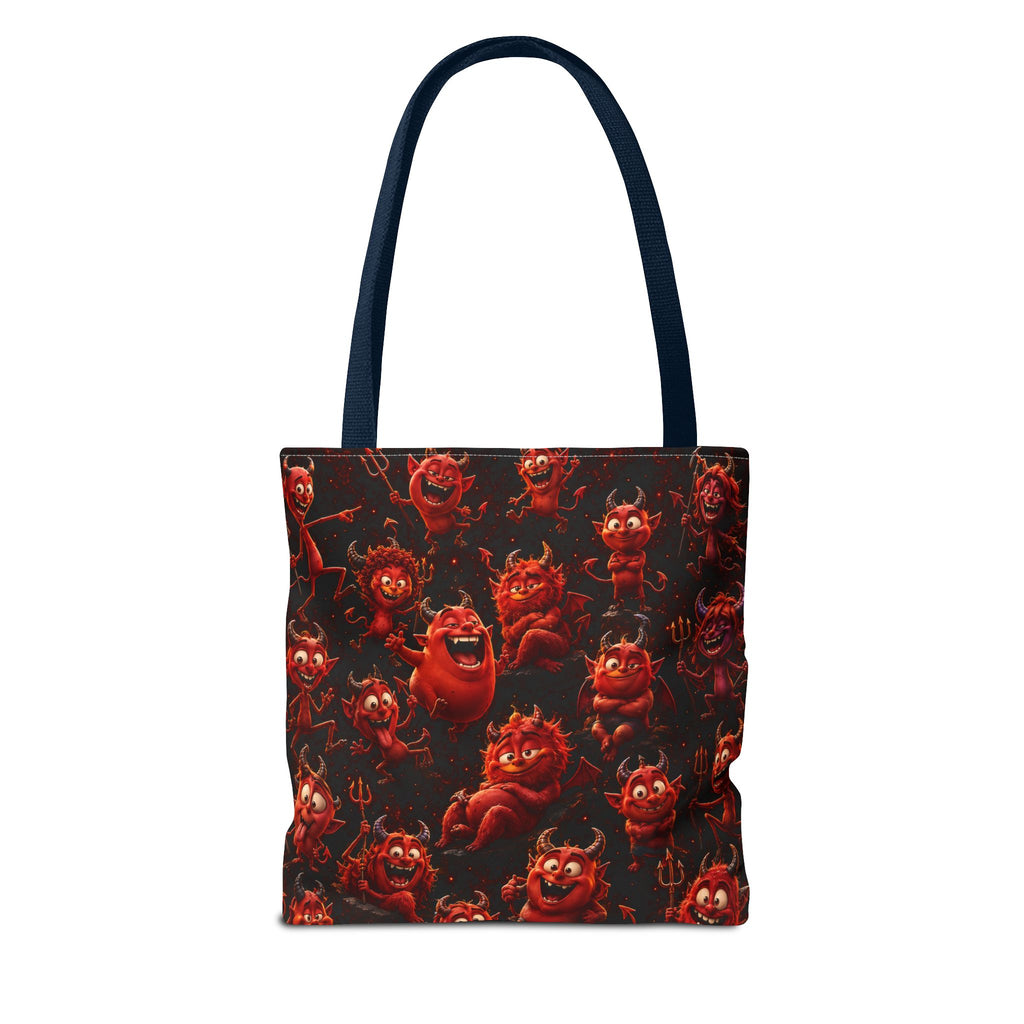 Funny Red Devils Tote Bag - Cute Mischievous Demon All-Over Print