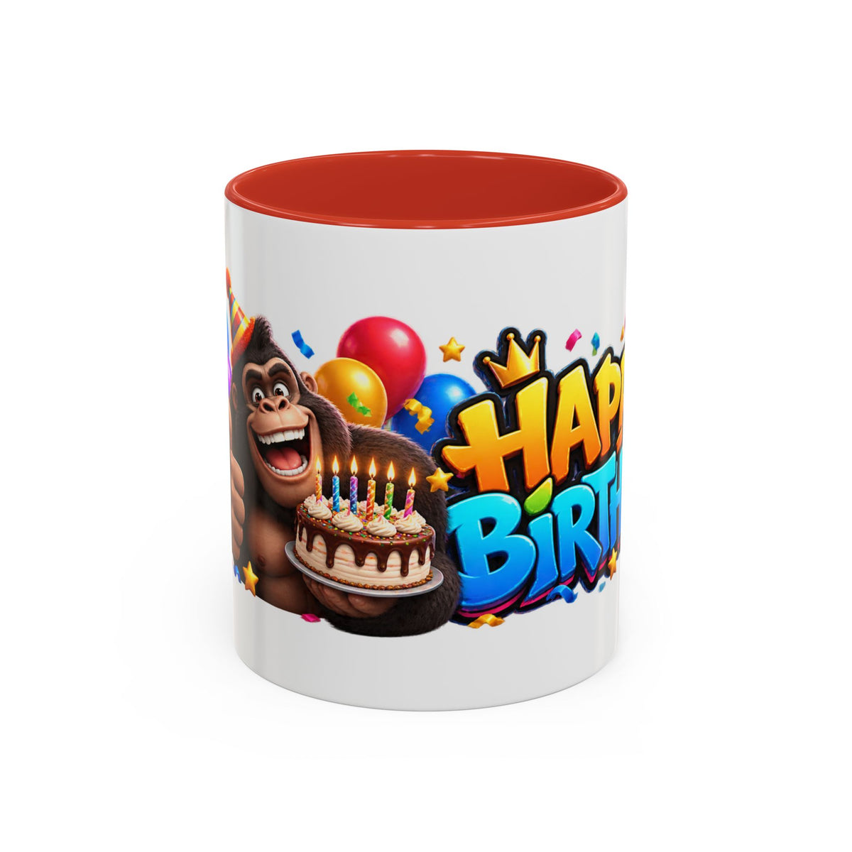 Gorilla Happy Birthday Mug - Colorful 3D Celebration Design