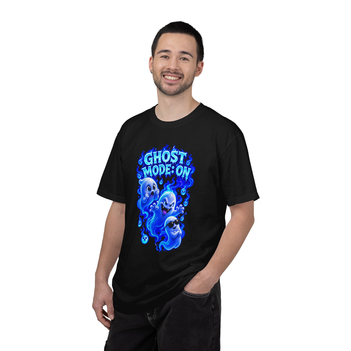 Ghost Mode: On T-Shirt — Cute Neon Ghosts Halloween Graphic Tee