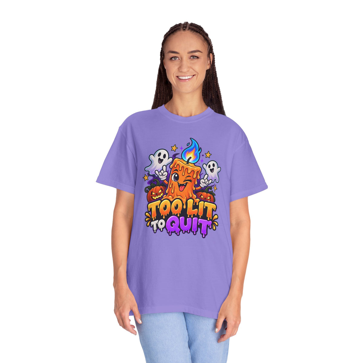 Too Lit to Quit – Funny Halloween Candle T-Shirt
