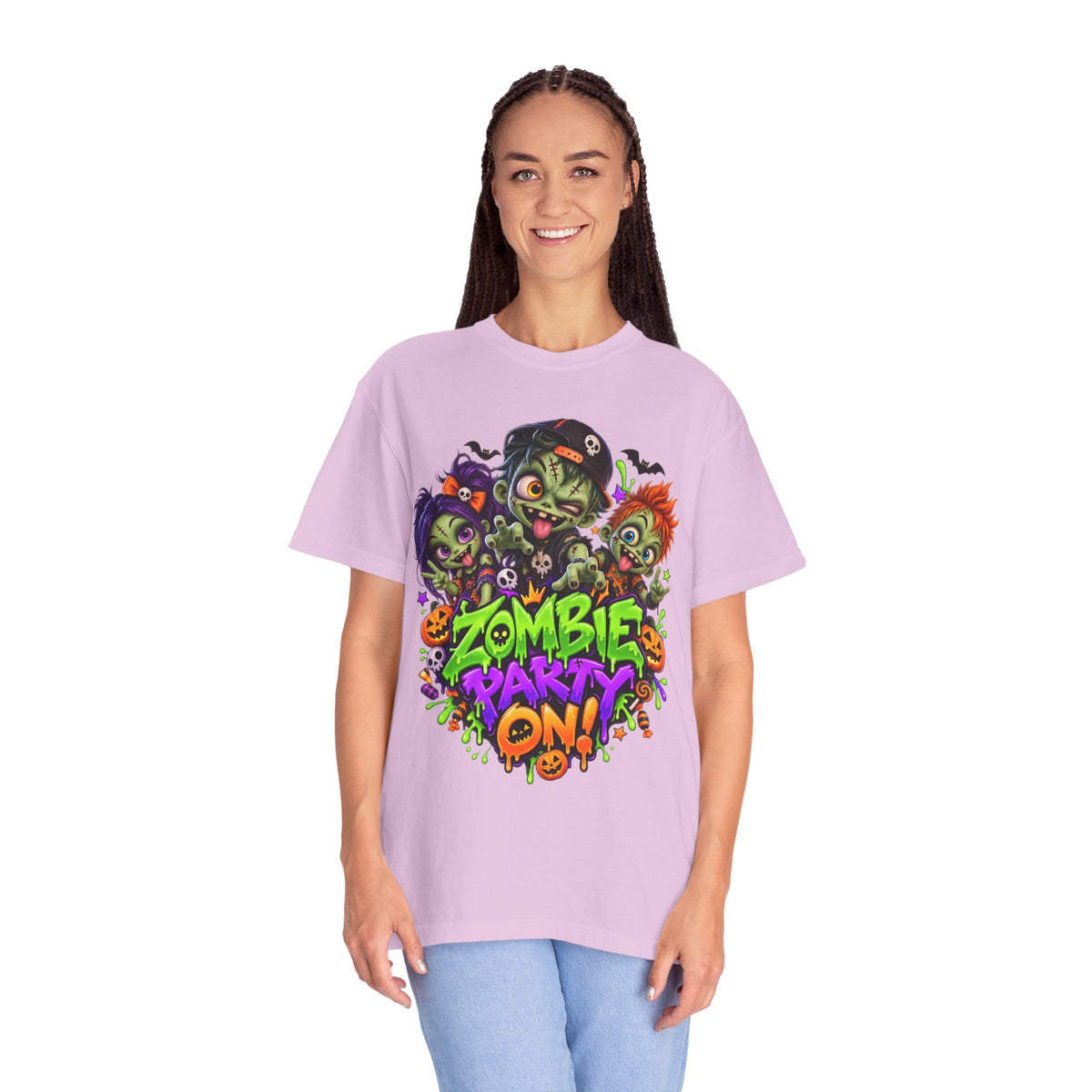 Zombie Party On! – Halloween Zombie Crew Graphic T-Shirt