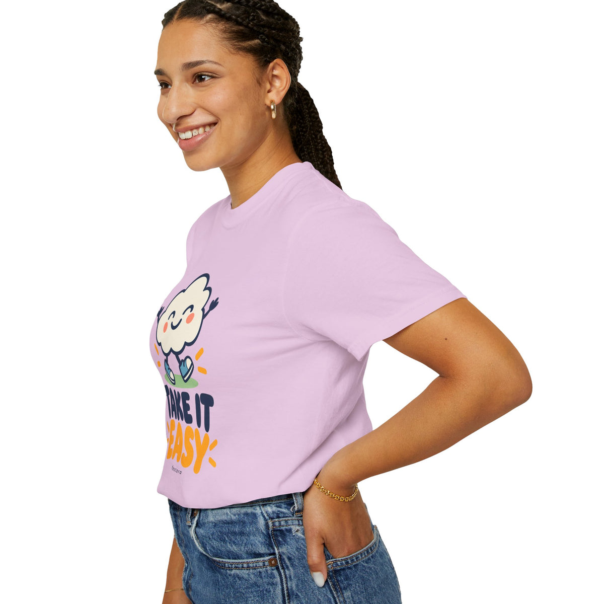 Take It Easy – Happy Cloud Graphic T-Shirt | Festora Everyday