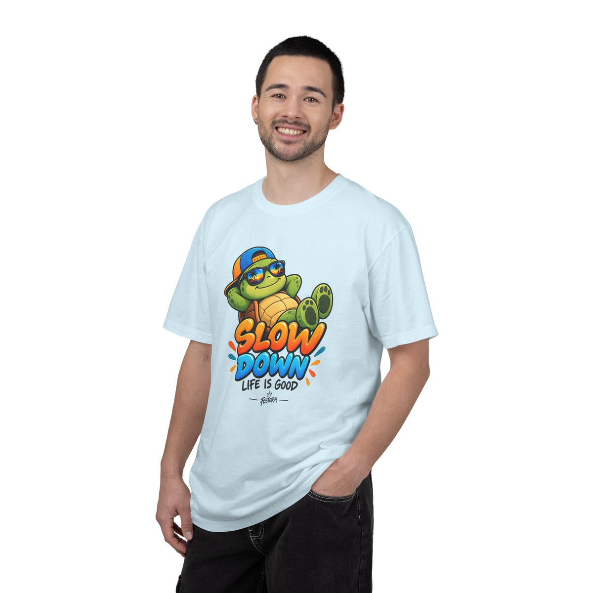 Slow Down, Life Is Good – Turtle Graphic T-Shirt | Festora Everyday