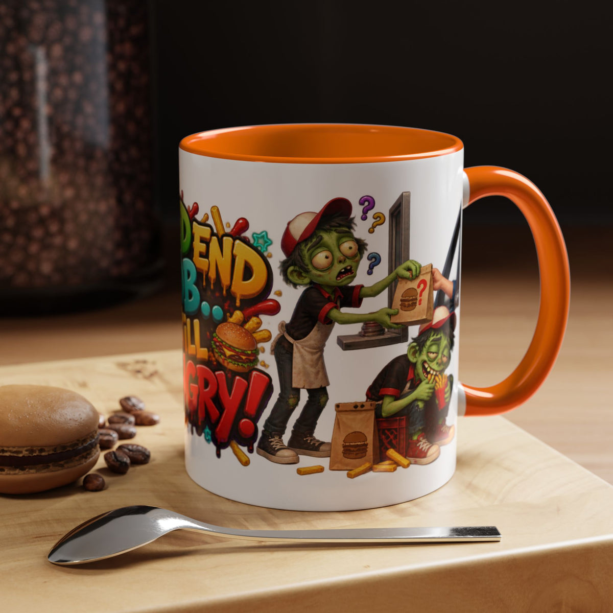 Dead End Job Still Hungry Funny Zombie Halloween White Mug