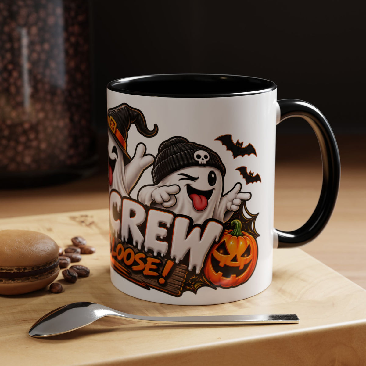 Boo Crew on the Loose Halloween White Mug – Funny Ghosts & Pumpkins