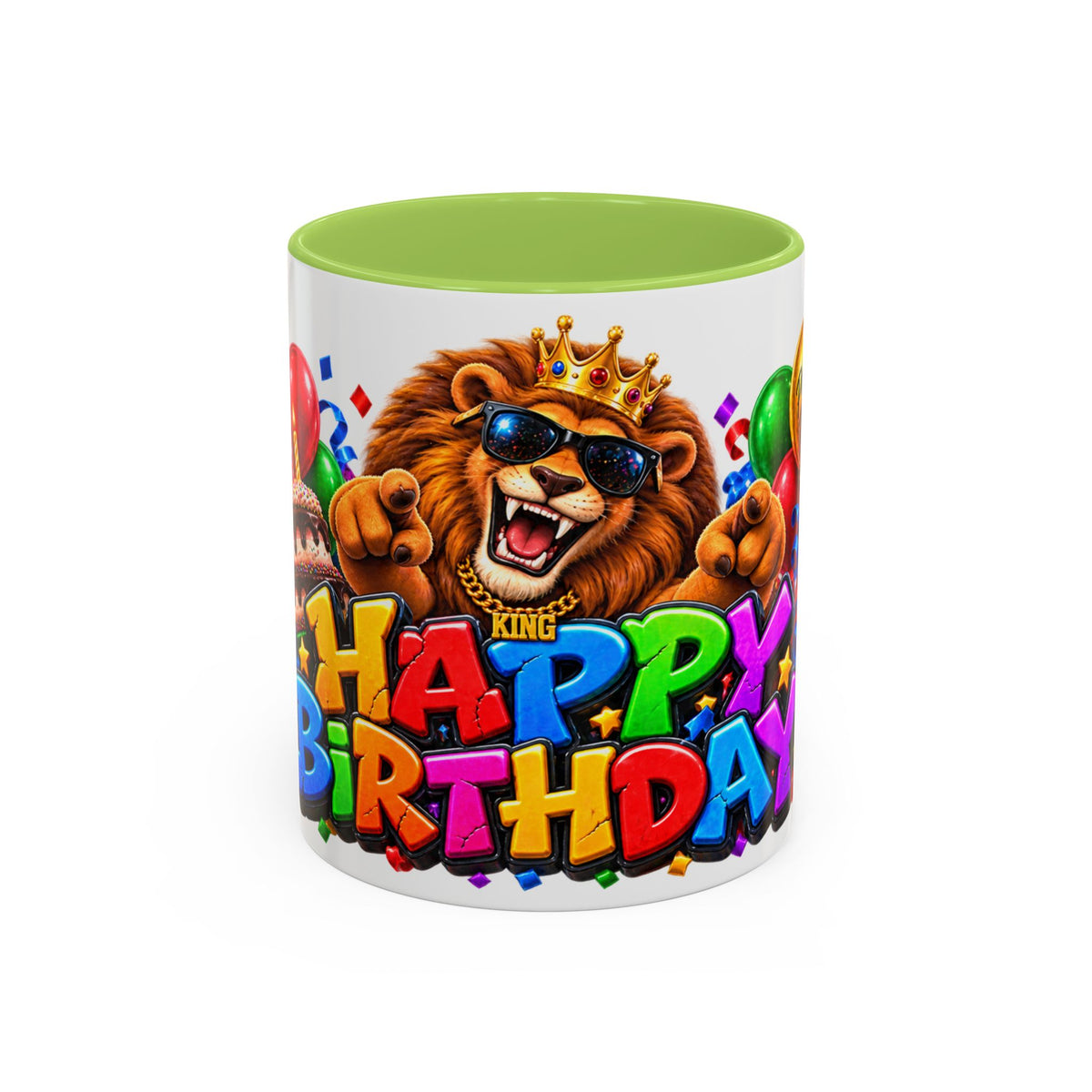 Lion Happy Birthday Mug – Colorful 3D King Celebration Design