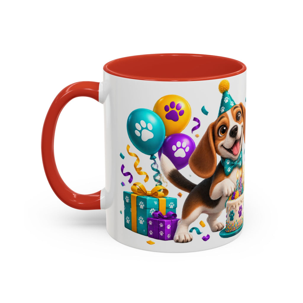 Beagle Birthday Mug – Fetch the Cake White Ceramic Coffee Cup
