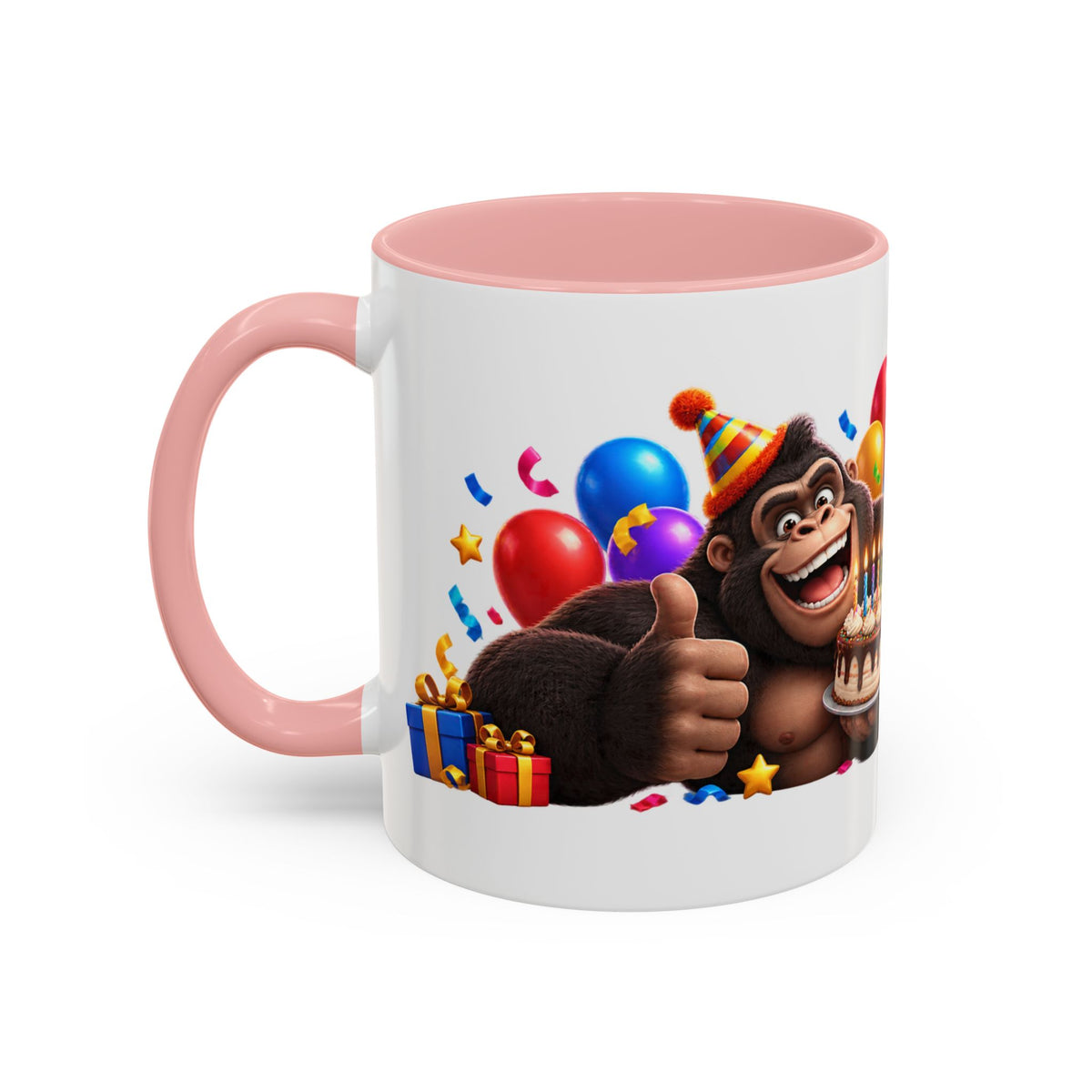 Gorilla Happy Birthday Mug - Colorful 3D Celebration Design