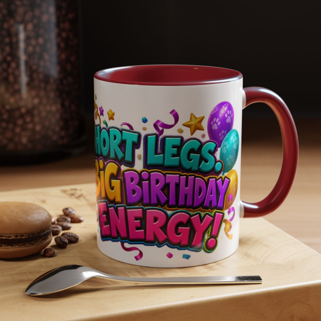 Short Legs Big Birthday Energy Basset Hound White Mug