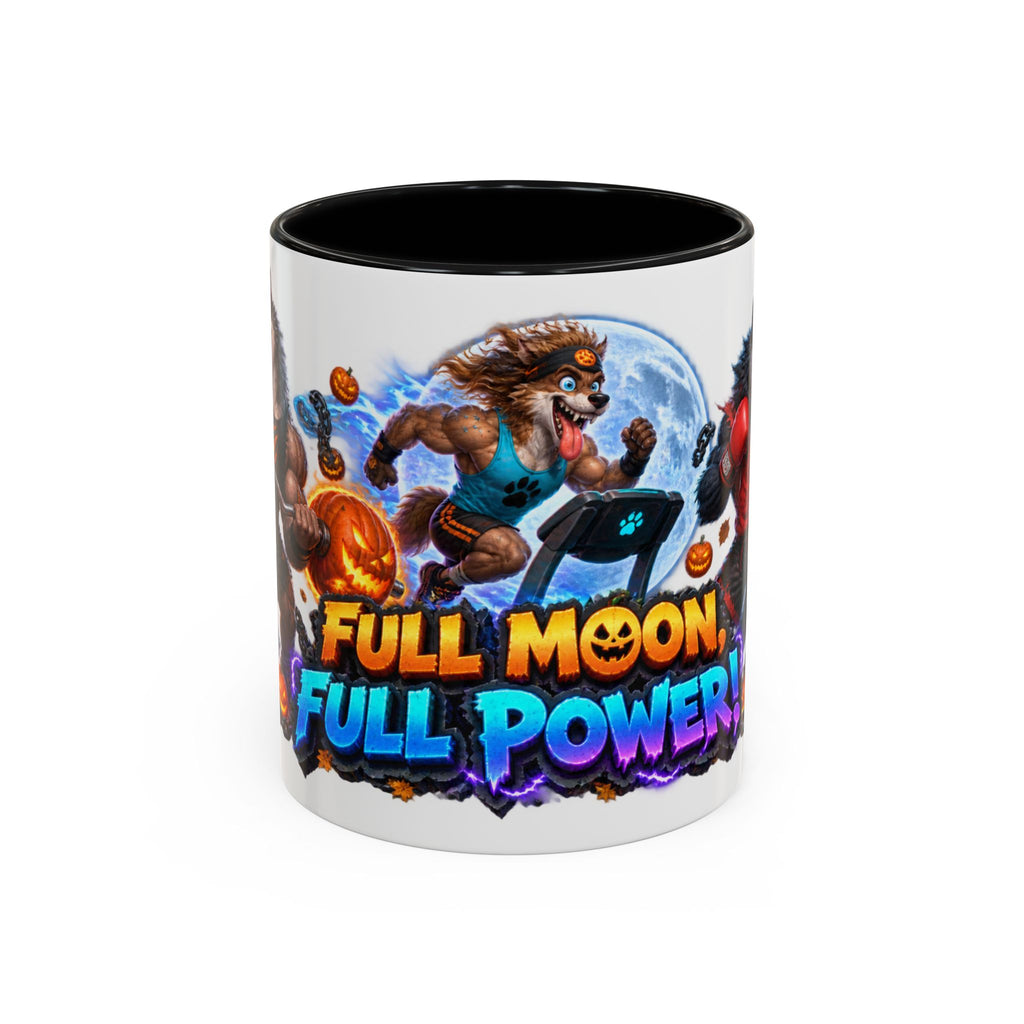 Full Moon Full Power Werewolf Gym Halloween White Mug
