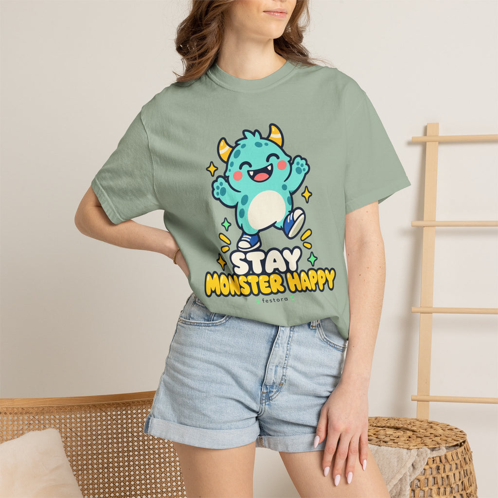 Stay Monster Happy – Cute Monster Graphic T-Shirt